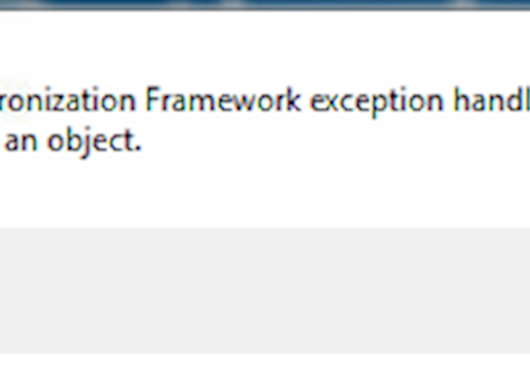 Erreur Plugin Outlook : Exception in Sage Synchronisation Framework exception handler : Objet reference not set an instance of an object